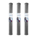 CarbonWrappedMeltblown, 5 Mic, 2.5"OD,  20"L, DOE - Bonded, Buna, Netting, Healthy Spring 3PK