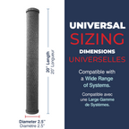 CarbonWrappedMeltblown, 5 Mic, 2.5"OD,  20"L, DOE - Bonded, Buna, Netting, Healthy Spring 3PK