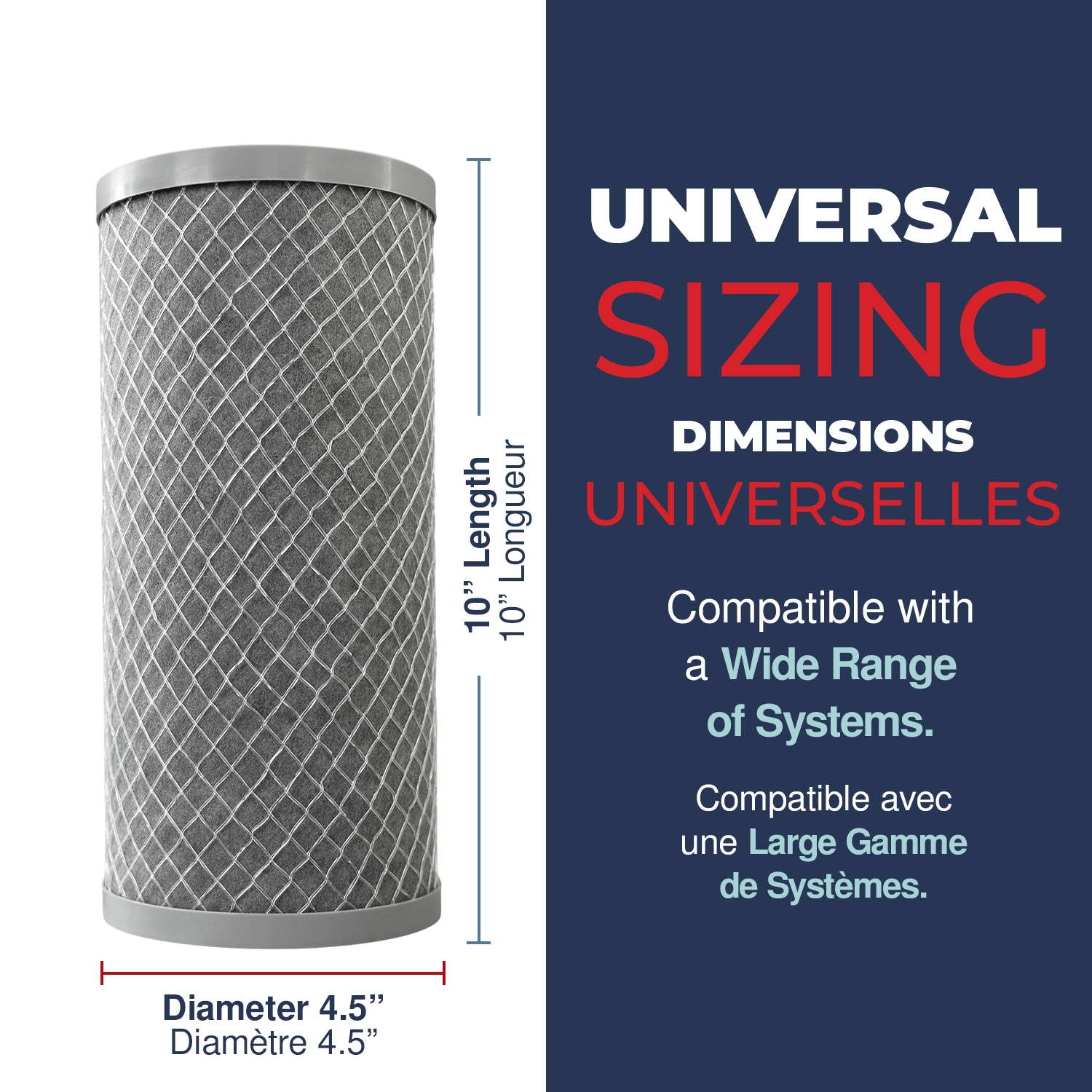 CarbonWrappedMeltblown, 5 Mic, 4.5"OD,  9.875"L, DOE - Bonded, Buna, Netting, Healthy Spring 3PK