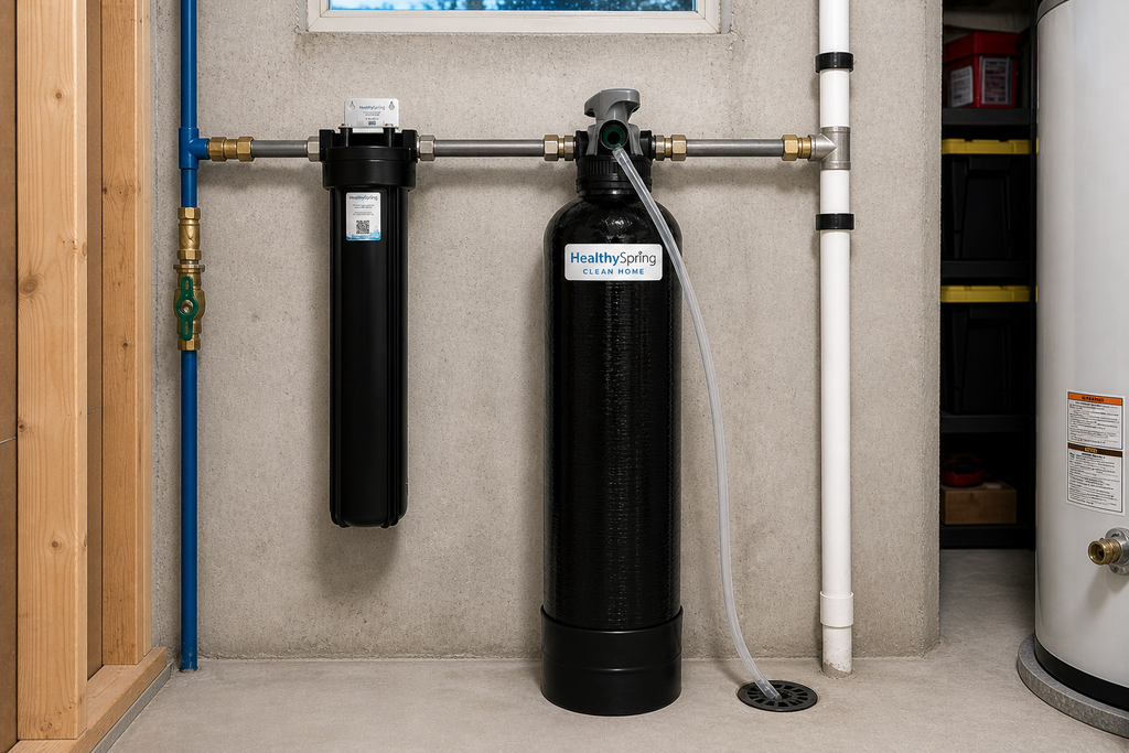Healthy Spring Clean Home - Whole Home Water Filter System, 3/4", 600K, Backwashing with 27mic Pre-Filter
