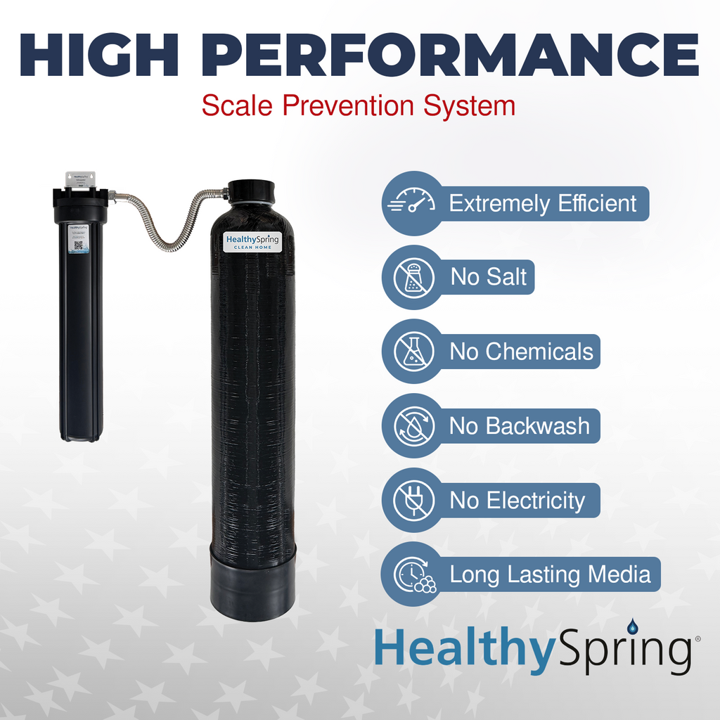 Healthy Spring Clean Home Whole Home Salt Free Water Conditioner 7gpm with 27mic Pre-Filter
